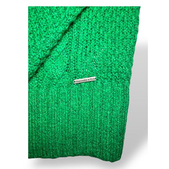 Abercrombie & Fitch Green Cable Knit V-Neck Chunky Sweater XL Cozy Soft - Picture 5 of 5